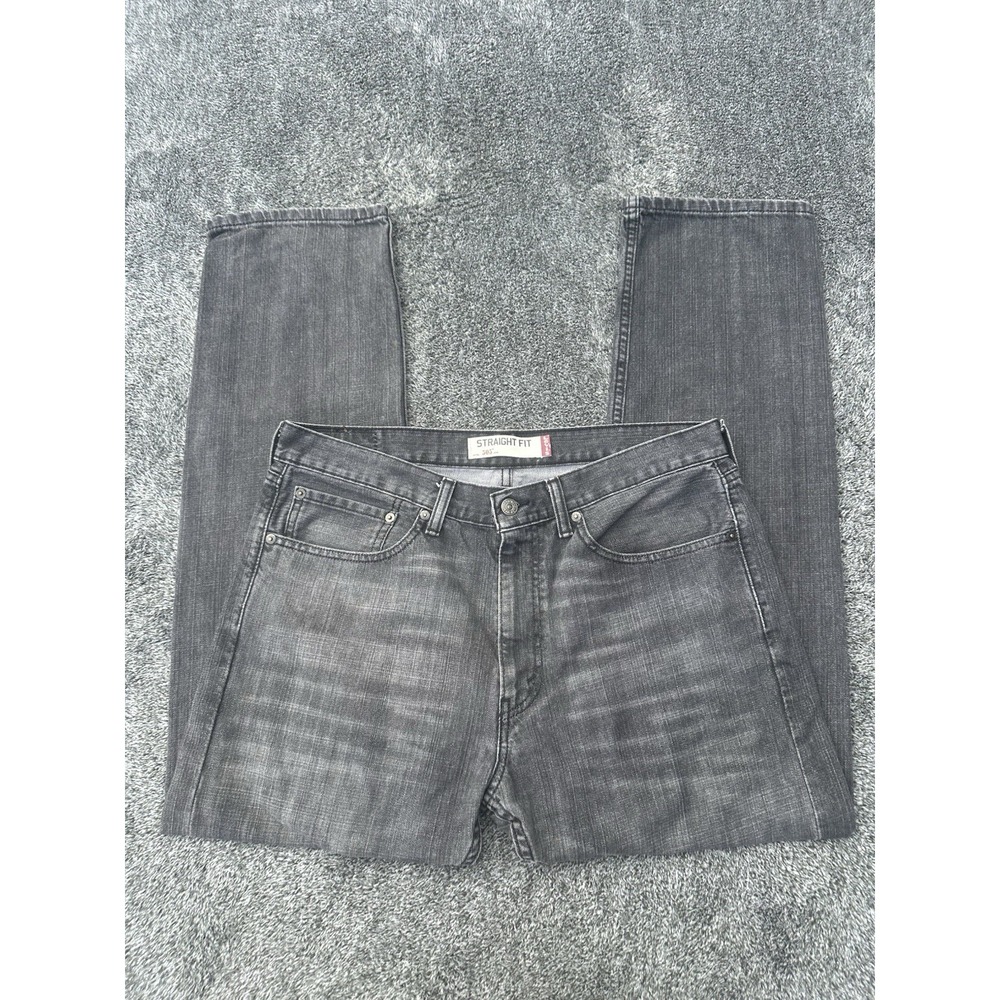 Levi's 505 Jeans Mens 34x30 Made in Mexico Black Faded Straight Fit Grunge Y2K